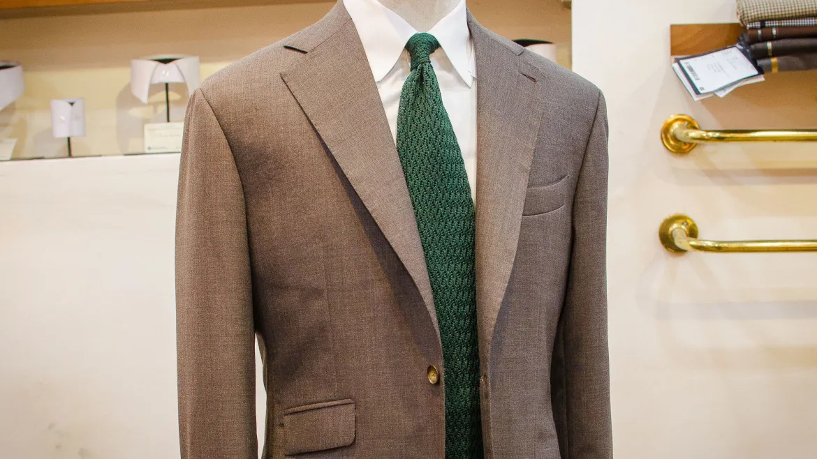 Business Suit vải Fresco màu nâu Tobacco
