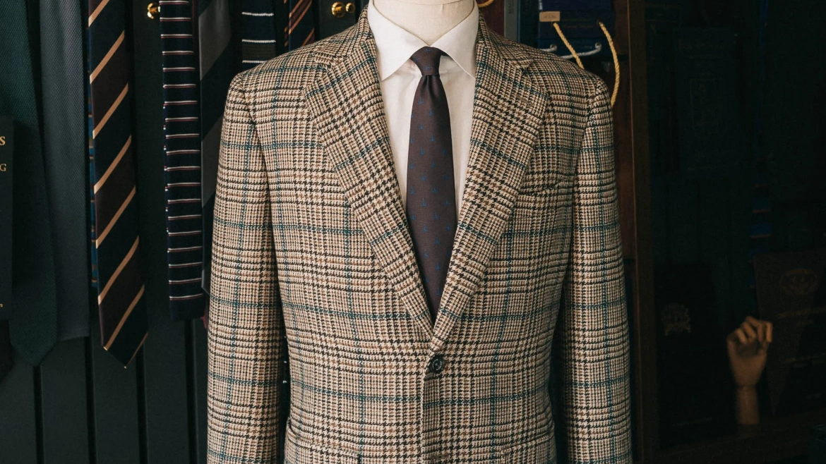 ÁO BLAZER KẺ CARO NÂU BE THOMAS CLIFFORD