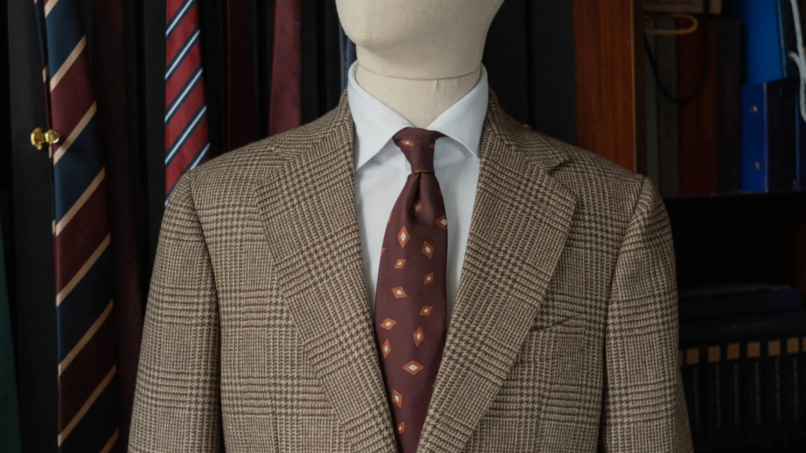 ÁO BLAZER THOMAS CLIFFORD KẺ GLEN MÀU NÂU